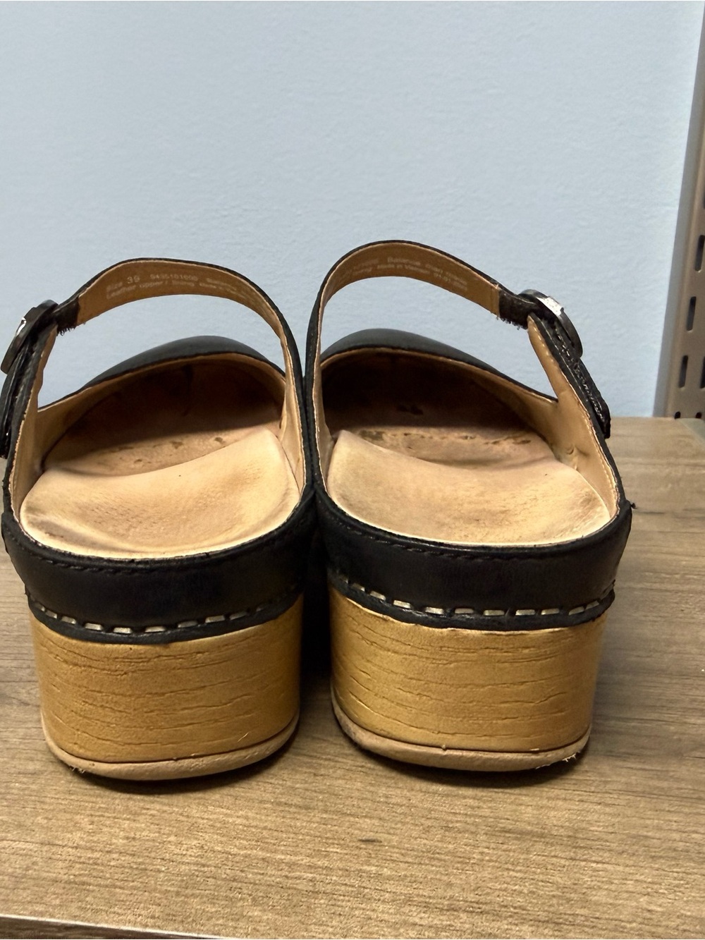 Dansko Black Mary Jane Clogs with Wood-Look Platform - Picture 4 of 10